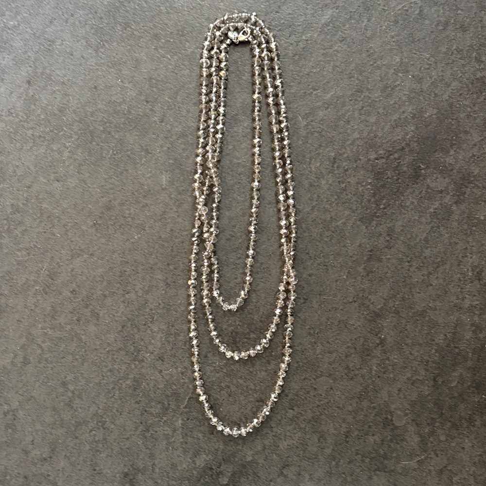 LOFT Silver-Tone Three-Strand Faceted Bead Necklace